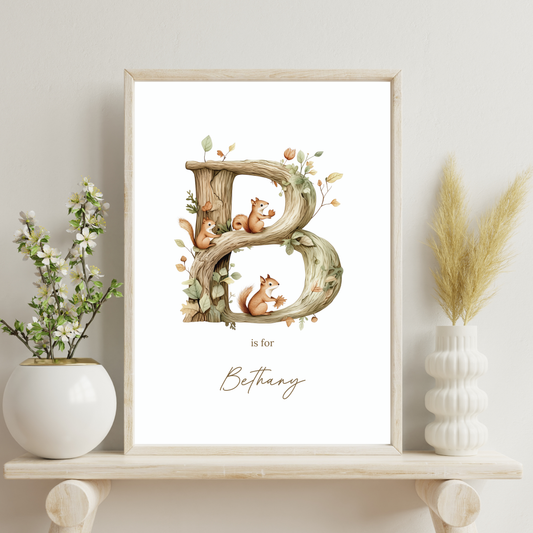 Alphabet Woodland Print