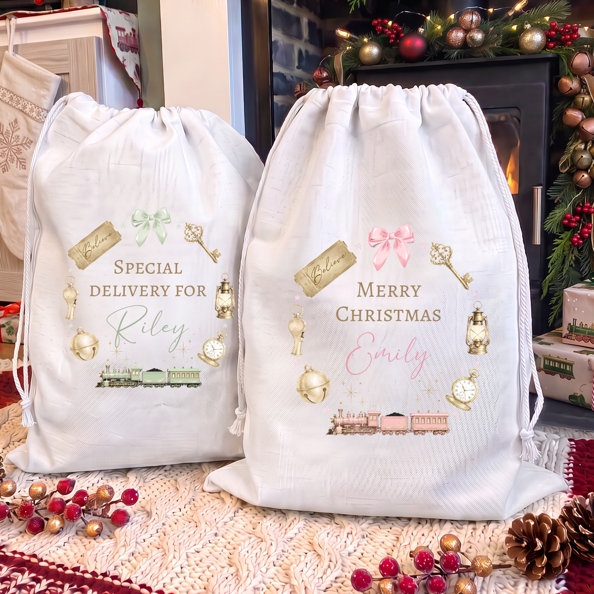 Santa Sack Train Wreath