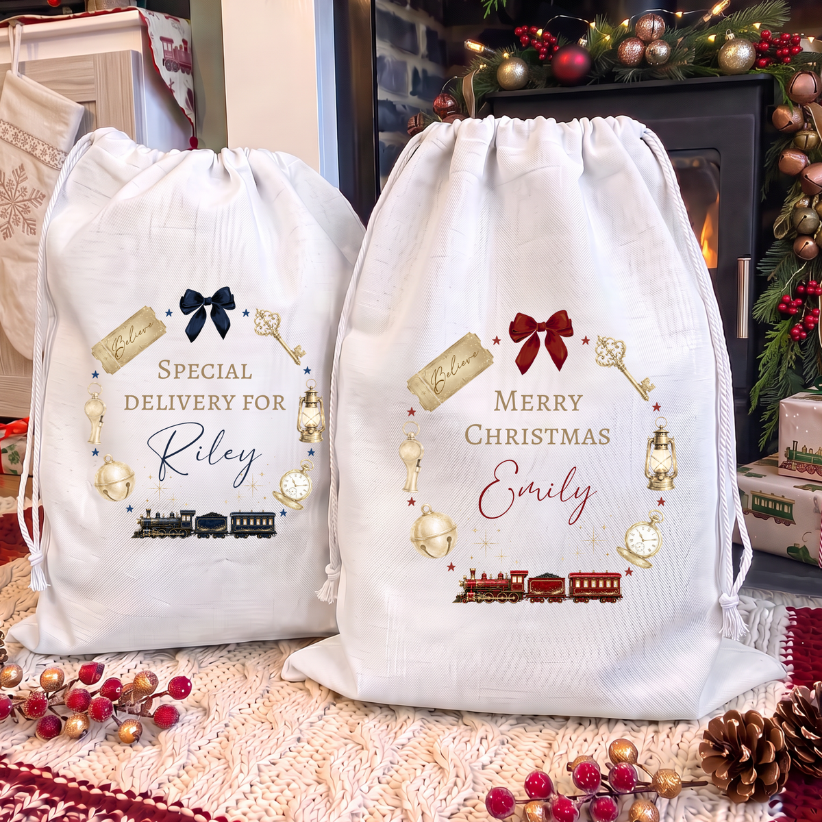 Santa Sack Train Wreath