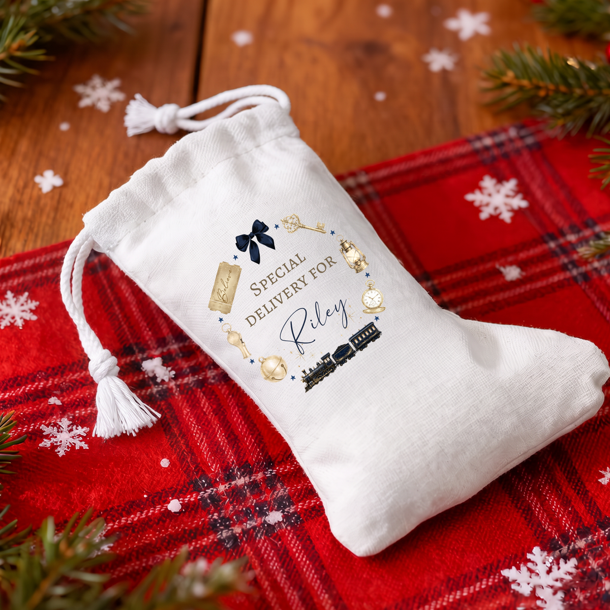 Train Wreath Stocking