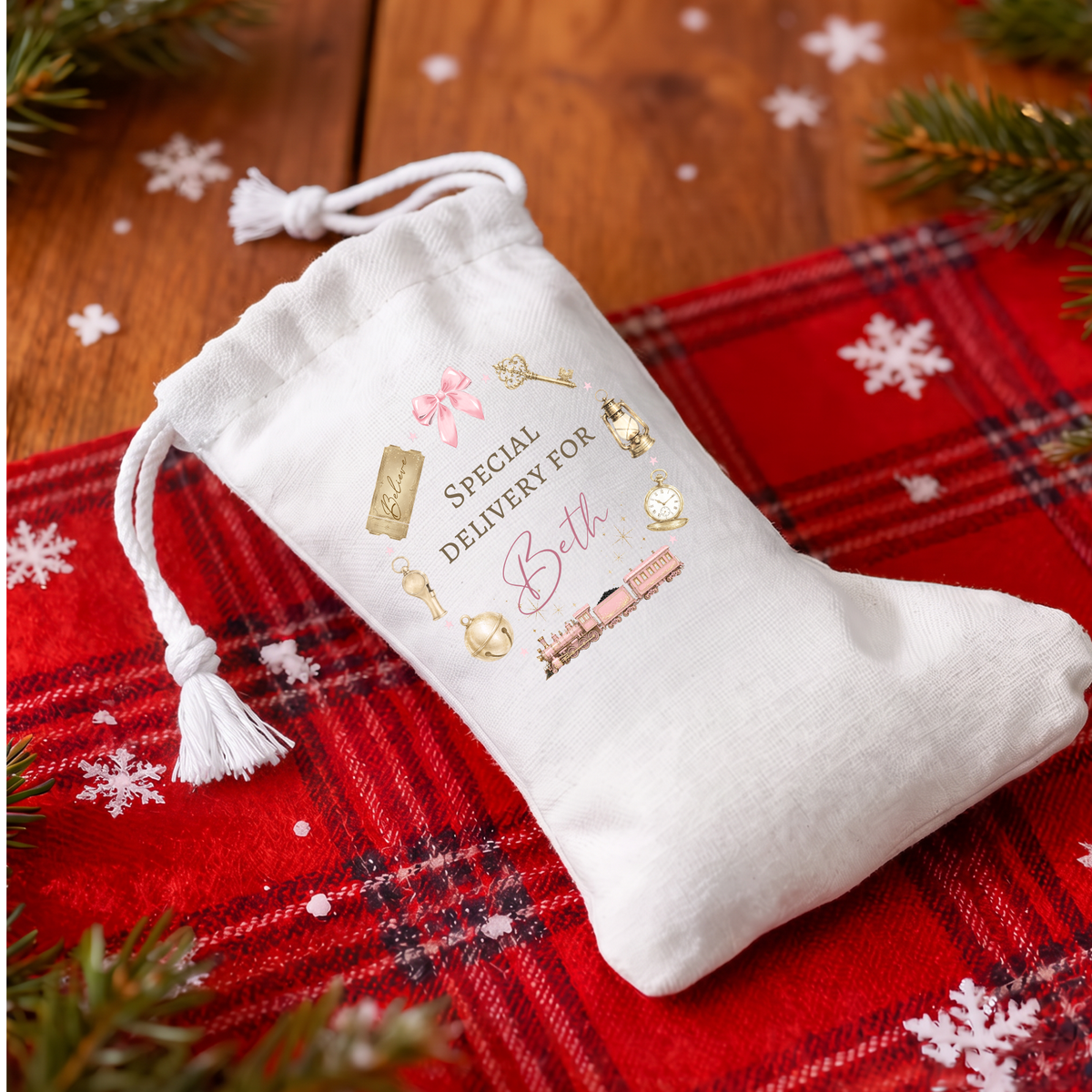 Train Wreath Stocking