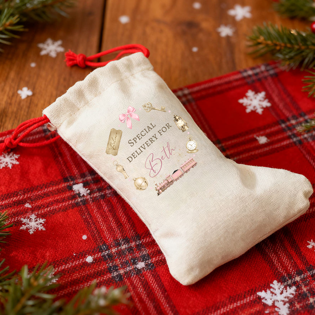 Train Wreath Stocking