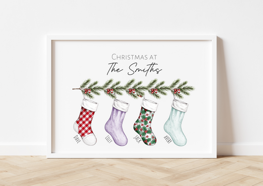 Personalised Christmas Stocking Print