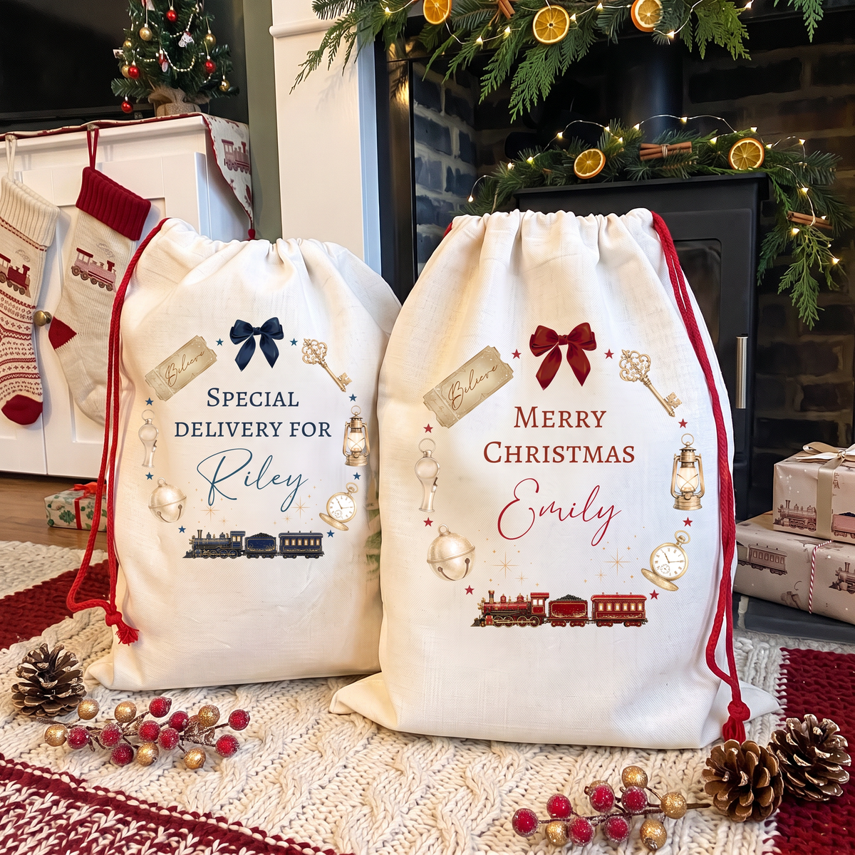 Santa Sack Train Wreath