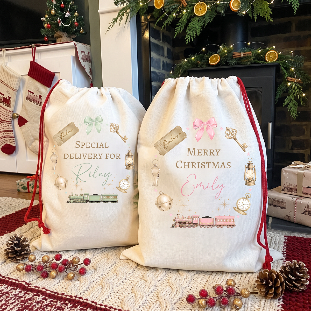 Santa Sack Train Wreath