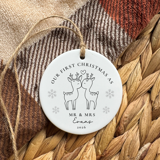 Married Reindeer Christmas Bauble